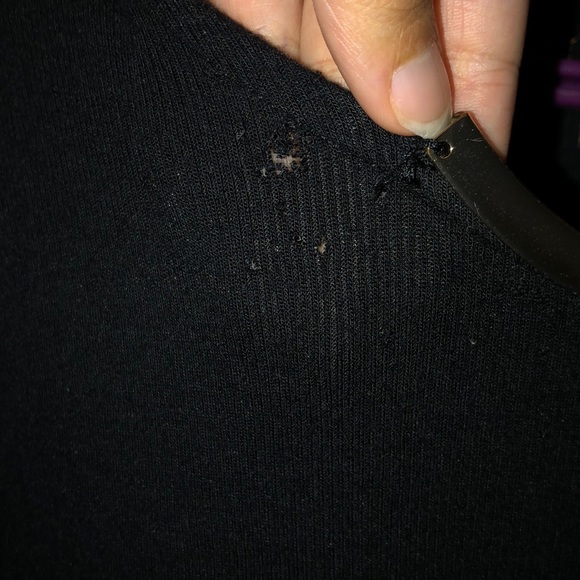 Worn condition, soft black dress with gold neck - Picture 3 of 5